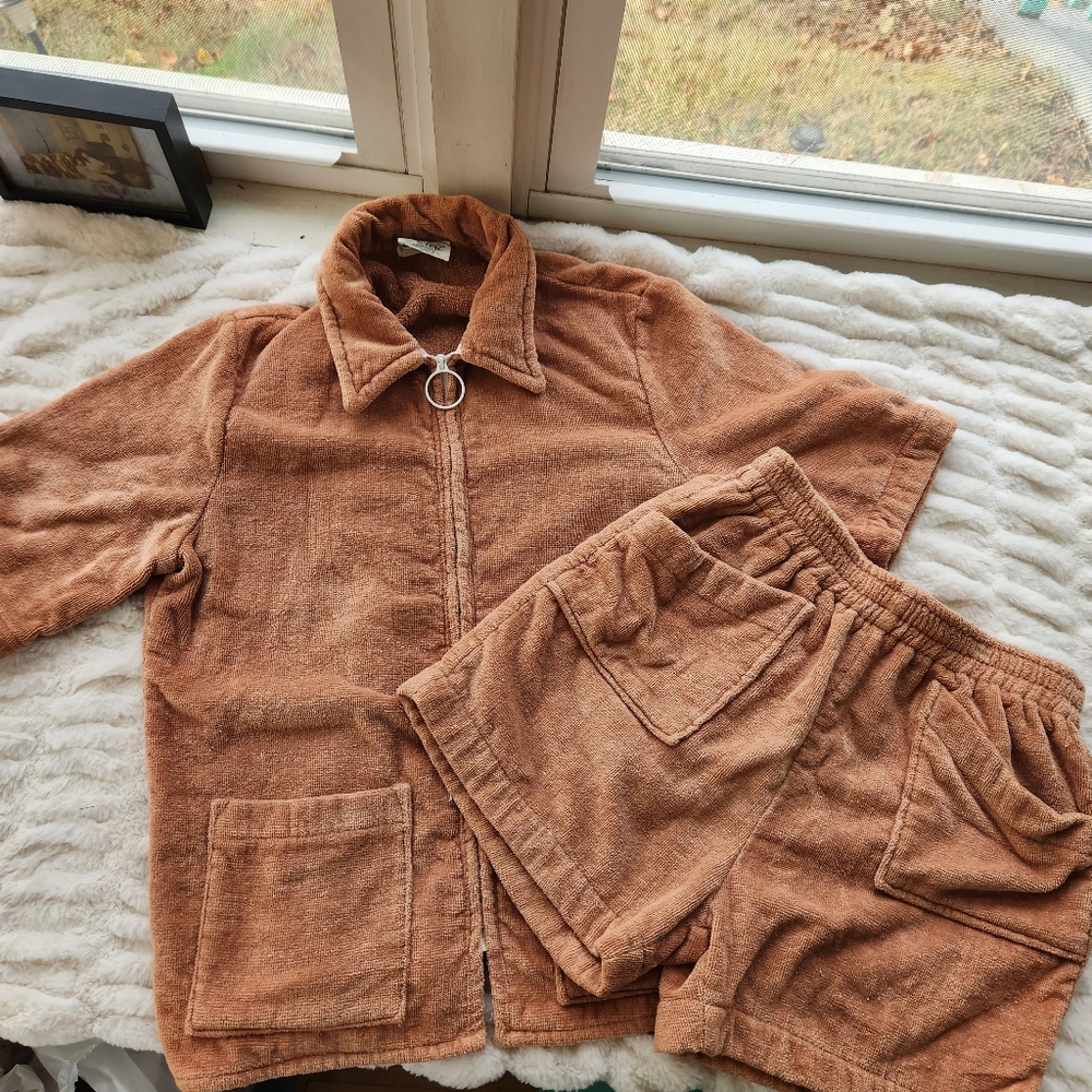 Mr. Teri California Men's Ken Tan Beige Two Piece Terry Cloth Pajama Set Vintage